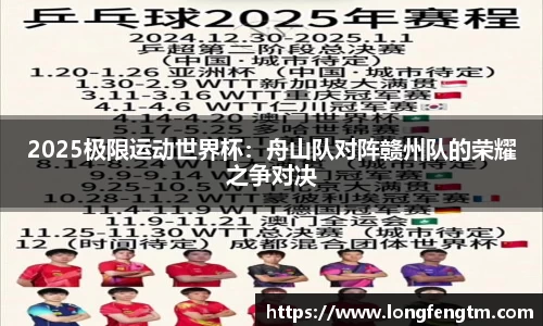 2025极限运动世界杯：舟山队对阵赣州队的荣耀之争对决