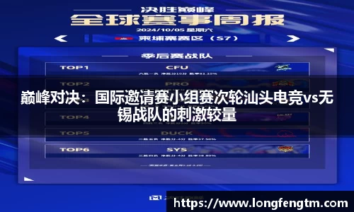 巅峰对决：国际邀请赛小组赛次轮汕头电竞vs无锡战队的刺激较量