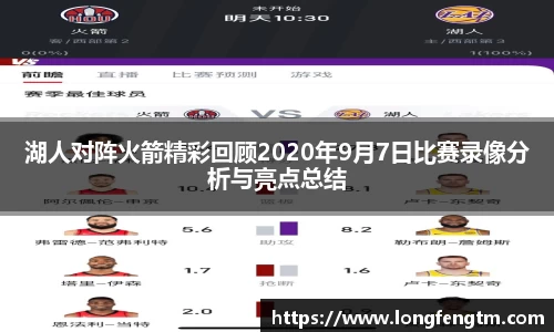 湖人对阵火箭精彩回顾2020年9月7日比赛录像分析与亮点总结